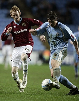 Images Dated 2008: Battle for the Ball: Coventry City vs. Burnley, Championship Clash at Ricoh Arena