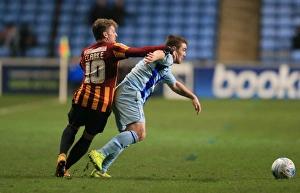 Images Dated 2015 March: Battle for the Ball: John Fleck vs Billy Clarke - Coventry City vs Bradford City Rivalry in Sky Bet League One