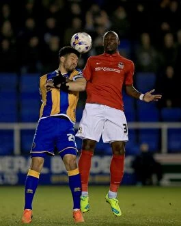 Sky Bet League One - Shrewsbury Town v Coventry City - Greenhous Meadow Collection: Battle for the Ball: Knight-Percival vs. Fortune in Sky Bet League One Clash