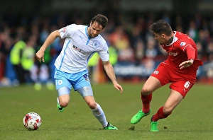 Sky Bet League One - Crawley Town V Coventry City - Broadfield Stadium Prints: Battle for the Ball: Sonny Bradley vs. Nick Proschwitz - Sky Bet League One Rivalry