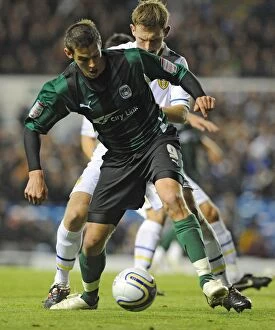 18-10-2011 v Leeds United, Elland Road Collection: Battling for Supremacy: Jutkiewicz vs. Lees in the Npower Championship Clash between Leeds United