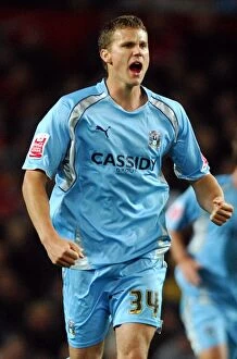 Images Dated 26th September 2007: Ben Turner's Shocking Goal: Coventry City Stuns Manchester United in Carling Cup Third Round