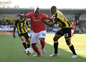 Images Dated 2015 September: Binnom-Williams vs. Fortune: A Fierce Tackle in Sky Bet League One Clash between Burton Albion and Coventry City