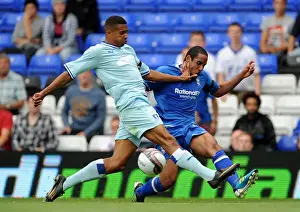 13-08-2011 V Birmingham City, St Andrew's Prints: Birmingham City vs Coventry City: Intense Battle for the Ball - Cyrus Christie vs Jean Beausejour