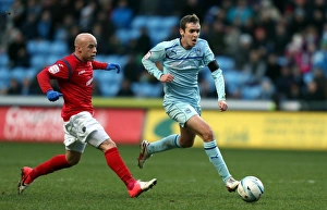 Images Dated 2013 January: Blair Adams Evades Luke Rodgers: Coventry City vs Shrewsbury Town, Npower League One
