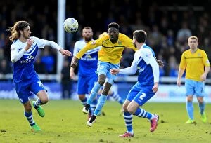 Images Dated 28th March 2015: Blair Turgott vs. Christian Burgess and Michael Smith: Coventry City's Battle at London Road