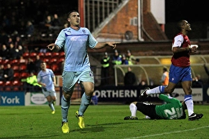 Images Dated 2012 October: Callum Ball Scores Second Goal for Coventry City in Johnstones Paint Trophy Match against York City