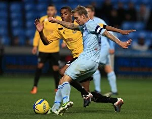 Images Dated 3rd November 2012: Carl Baker's FA Cup Shot: Coventry City vs Arlesey Town at Ricoh Arena