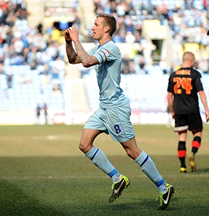 Images Dated 2013 April: Carl Baker's Penalty Goal: Opening the Score for Coventry City against Brentford (Football League One)
