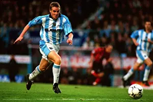 Images Dated 2001: Chasing Glory: Coventry City vs Manchester City - Barry Quinn Pursues the Game-Changing Through Ball