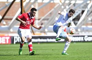Images Dated 18th April 2015: Clash at Ashton Gate: A Battle between Derrick Williams and Nick Proschwitz in Sky Bet League One