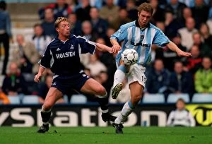 14-10-2000 v v Tottenham Hotspur Collection: Clash at the Coventry: Eustace vs. Freund in FA Carling Premiership Showdown (Coventry City vs)