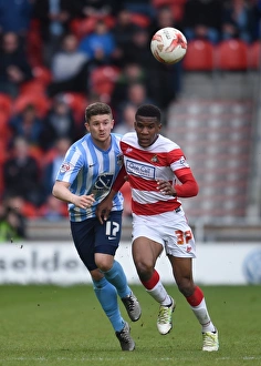 Football Soccer Birmpics Full Length Prints: Clash of the Defenders: Riccardo Calder vs Aaron Phillips - Doncaster Rovers vs Coventry City