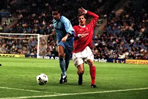 Prints of Coventry Citys Keith O Neill (l) is tracked by Nottingham Forests Andy Gray (r) Nationwide League Division One Prints: Clash in Division One: Keith O'Neill (Coventry City) vs