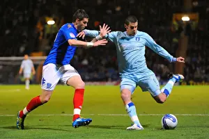 Images Dated 3rd December 2011: Clash at Fratton Park: A Battle Between Lukas Jutkiewicz and Greg Halford in Coventry City vs
