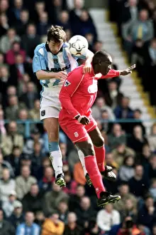 Images Dated 2001 April: Clash of Heads: Coventry City's Gary Breen vs Liverpool's Emile Heskey (FA Carling Premiership)