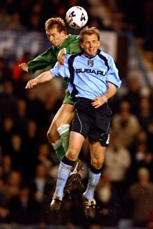 Images Dated 12th April 2002: Clash of Heads: Paul Trollope vs. David Livermore, Coventry City vs. Millwall