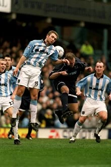 Images Dated 31st March 2001: Clash at the Heart: Coventry City vs Derby County - A Battle for the Premiership's Air (31-03-2001)