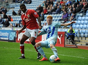 Images Dated 2014 October: Clash at Ricoh Arena: Haynes vs. Little in Coventry City vs. Bristol City Match