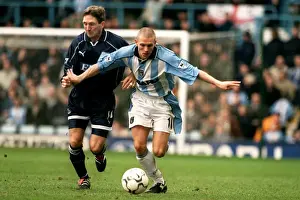 Images Dated 2001: Clash of Stars: Bellamy vs. Gudjonsson in Coventry City's Battle against Derby County (31-03-2001)