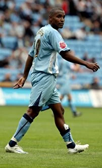Images Dated 9th August 2008: Clinton Morrison Leads Coventry City Against Norwich City in Coca-Cola Championship Clash at Ricoh