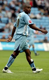 Images Dated 2008 August: Clinton Morrison Leads Coventry City Against Norwich City in Coca-Cola Championship Clash at Ricoh Arena (09-08-2008)