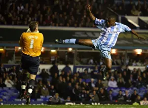 Images Dated 2008: Clinton Morrison vs Maik Taylor: Intense Moment in Coventry City's Championship Clash at St
