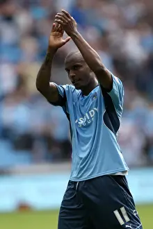 Images Dated 2009 August: Clinton Morrison's Victory Applause: Coventry City's Championship Triumph over Ipswich Town (09-08-2009)