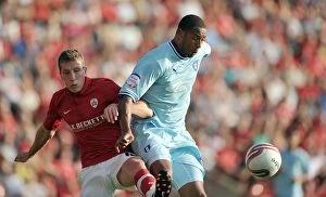 Images Dated 1st October 2011: Clive Platt Outmuscles Jim McNulty: Coventry City's Victory Moment at Barnsley's Oakwell Stadium