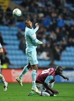 Images Dated 19th November 2011: Clive Platt vs. West Ham United: Coventry City's Striker in Action at Ricoh Arena