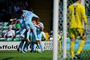 Images Dated 18th August 2012: Cody McDonald's Game-Winning Goal: Coventry City Celebrates at Huish Park
