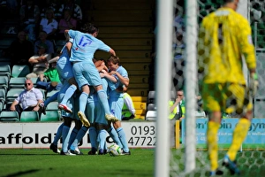 Coventry City V Yeovil Town: Huish Park: 18-08-2012 Prints: Cody McDonald's Game-Winning Goal: Coventry City Celebrates at Huish Park