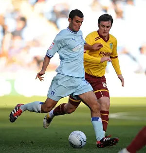 Images Dated 22nd October 2011: Conor Thomas vs. Keith Treacy: Intense Rivalry in Coventry City vs
