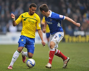 Images Dated 2013 March: Cooper vs. Christie: A Football League One Battle at Fratton Park