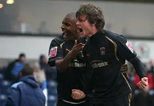 Images Dated 2009 February: Coventry City FC: Aron Gunnarsson and Clinton Morrison Celebrate Second Goal vs
