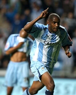 Images Dated 26th August 2008: Coventry City FC: Clinton Morrison's Thrilling Goal Against Newcastle United in Carling Cup Round