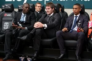 Images Dated 7th August 2010: Coventry City FC: Isaac Osbourne, Aron Gunnarsson, and Jordan Clarke on the Bench during Coventry