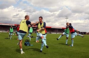 Images Dated 14th July 2012: Coventry City FC: Pre-Season Training in Action at De Montfort Park - Warm-Up before Hinckley