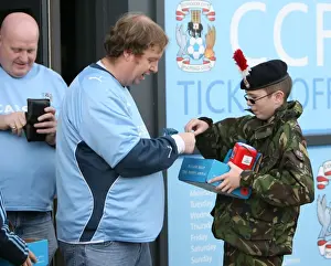 Fan Prints: Coventry City FC vs Reading in the Championship: Fans Honor Remembrance Day with Poppies at Ricoh Arena