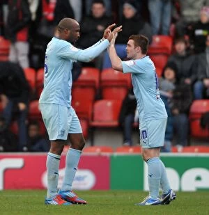 Leyton Orient v Coventry City : Brisbane Road : 27-10-2012 Collection: Coventry City FC: William Edjenguele and John Fleck Celebrate Npower League One Victory Over
