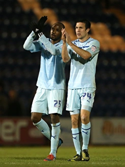 Images Dated 2012 November: Coventry City Football Club: Richard Wood and William Edjenguele Celebrate Npower League One Win with Fans