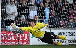 Images Dated 6th December 2009: Coventry City Goalkeeper Keiren Westwood Saves at Glanford Park during Coventry City vs Scunthorpe