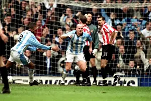 Images Dated 2001 April: Coventry City: Jay Bothroyd and John Hartson Celebrate John's Winning Goal Against Sunderland (April 16)