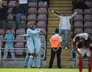 Sky Bet Championship : Coventry City v Preston North End : Sixfields Stadium : 25-08-2013 Collection: Coventry City: Leon Clarke and Callum Wilson Celebrate First Goal Against Preston North End