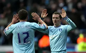 Images Dated 2012: Coventry City: McSheffrey and Deegan Celebrate Goal Against Middlesbrough in Npower Championship (21-01-2012)