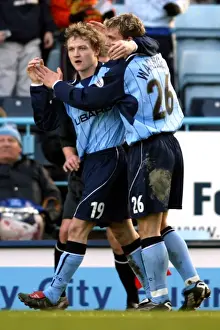 Images Dated 2004: Coventry City: McSheffrey's Euphoric Moment with Warnock - First Goal vs Burnley (Mar)