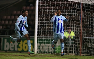 Images Dated 2014 February: Coventry City: Moussa and Akpom Celebrate Opening Goal in Sky Bet League One Match Against Carlisle United