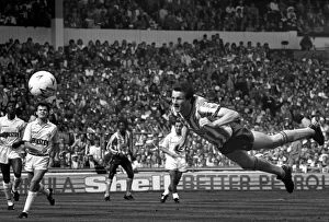 Coventry City striker Keith Houchen scores with a diving header to level the score 2-2 during the FA Cup Final against