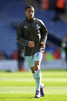 Images Dated 3rd March 2012: Coventry City vs. Leicester City: Jordan Clarke Stands Firm at The King Power Stadium (03-03-2012)