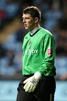 Images Dated 4th October 2008: Coventry City vs Southampton: Keiren Westwood Guards the Net in the Coca-Cola Championship